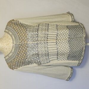 Madison Multiples Embroidered Studded Round Neck Southwestern Jacket Topper SZ L